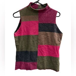 FORTE Cashmere Colorblock Sleeveless Top Size Medium